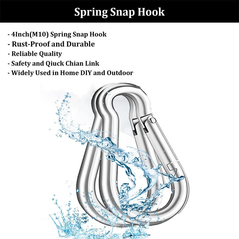 Yision 20Pcs 4” Safety Spring Snap Hook, M10 3/8" Carabiner Quick Link Snap Hooks for Camping Hiking, 770LBS Holding Capacity Heavy Duty Steel Carabiner Clip Buckle for Swing Hammock Gym Outdoor - Image 4